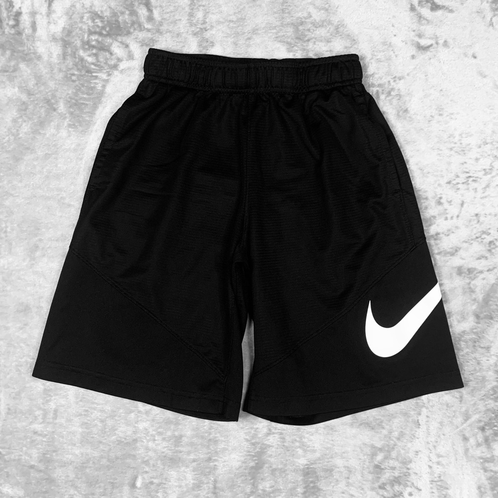 Nike Dri-FIT Basketball Shorts Boys Youth Small 8 Black Big Swoosh Activewear